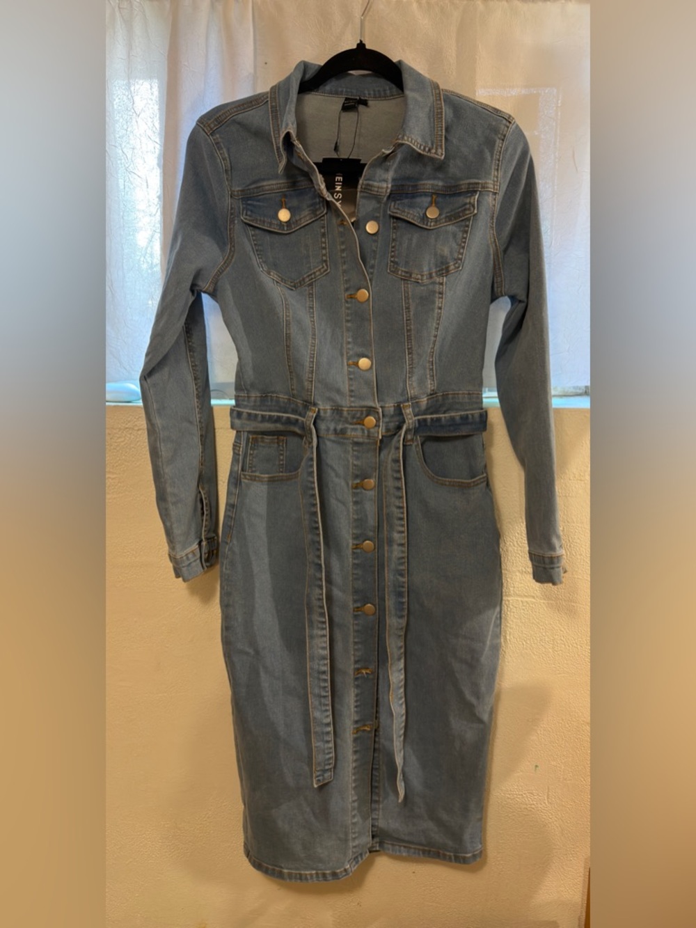 SHEIN Light Blue Denim Jacket with Contrast Stitching